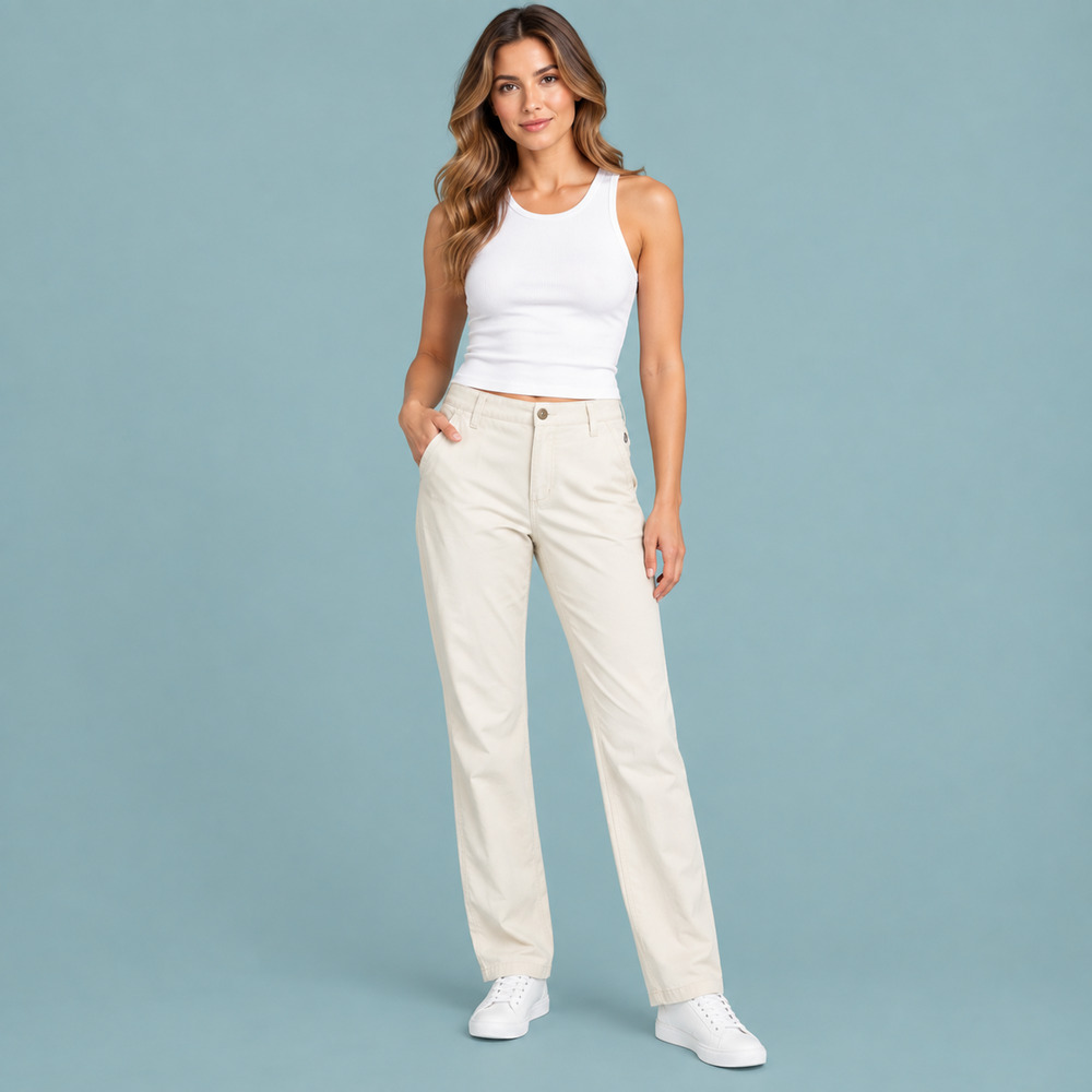 The North Face Size 8 A5 Series Ivory Stone Cotton Straight Leg Pants